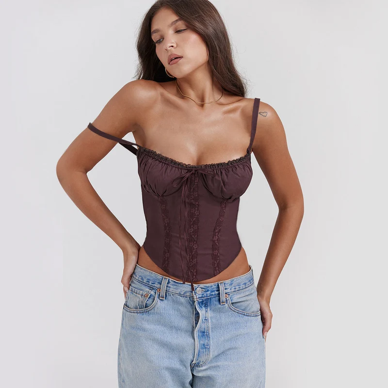Damen Corsagenoberteil mit Rüschendetails und verstellbaren Trägern