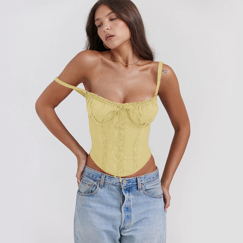 Damen Corsagenoberteil mit Rüschendetails und verstellbaren Trägern