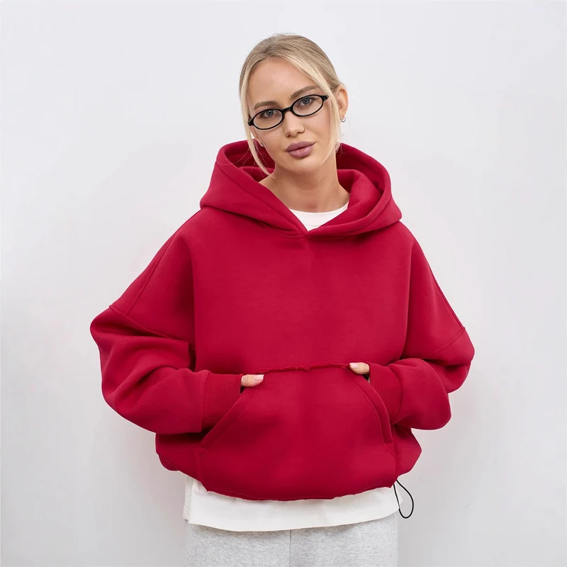 Damen lässiger Oversize-Hoodie mit Kängurutasche und weichem Innenfutter - Vittorelli