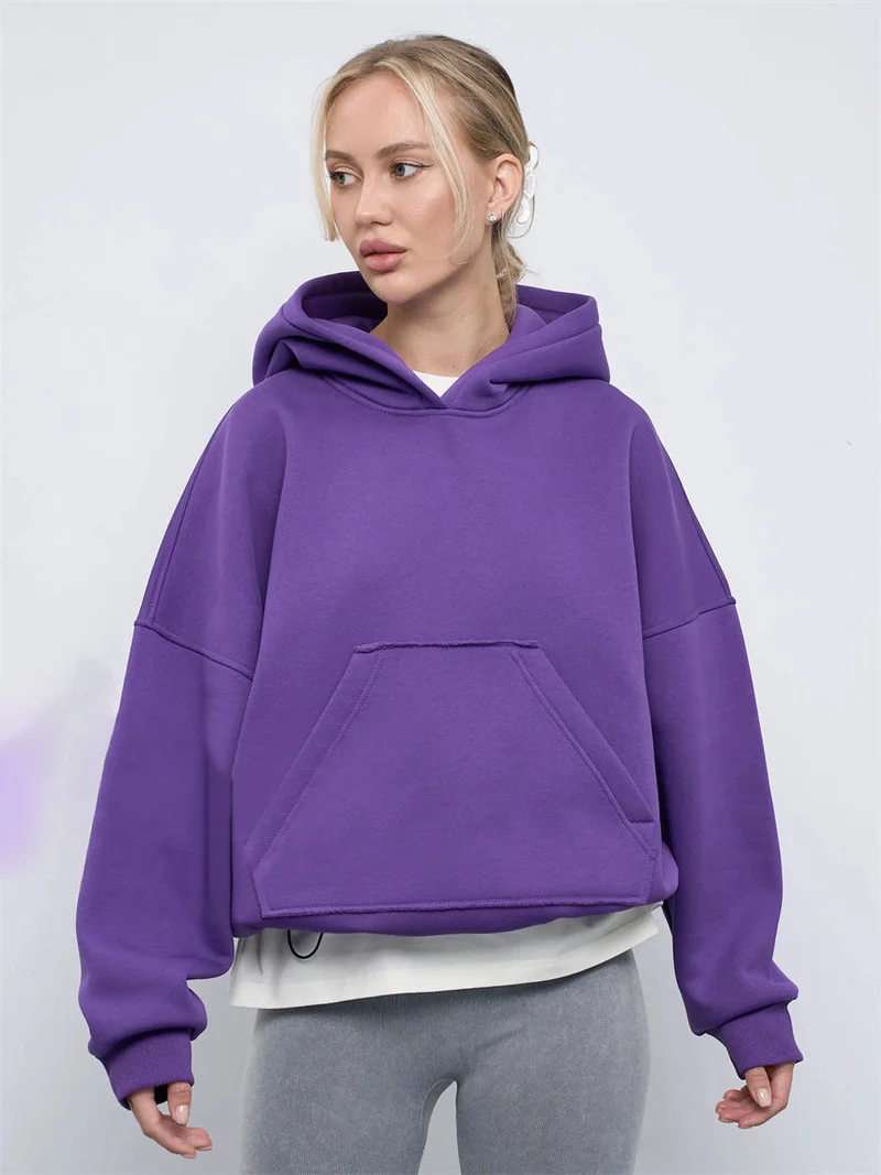 Damen lässiger Oversize-Hoodie mit Kängurutasche und weichem Innenfutter - Vittorelli