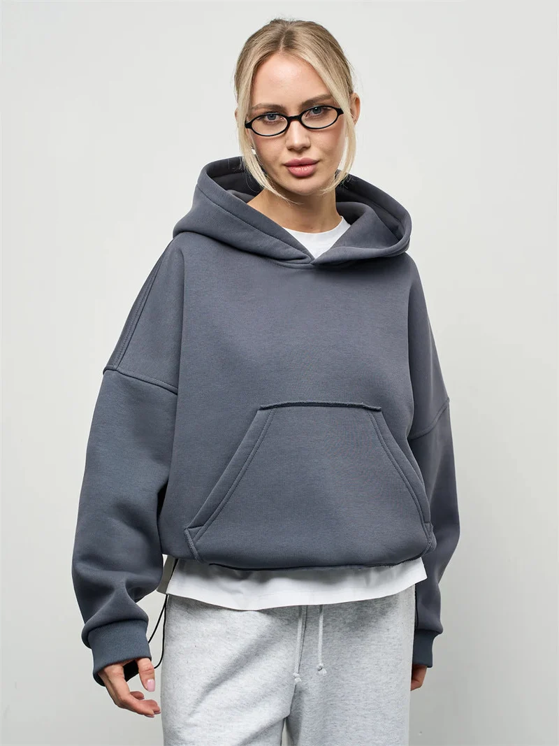 Damen lässiger Oversize-Hoodie mit Kängurutasche und weichem Innenfutter - Vittorelli