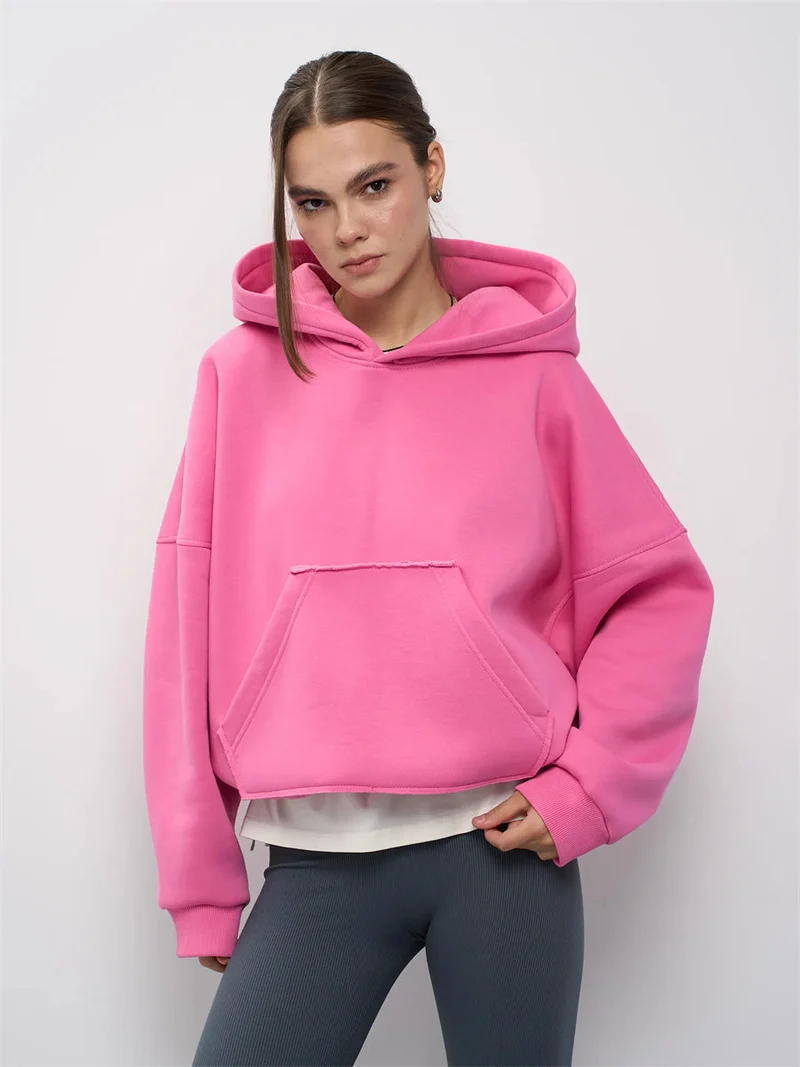 Damen lässiger Oversize-Hoodie mit Kängurutasche und weichem Innenfutter - Vittorelli