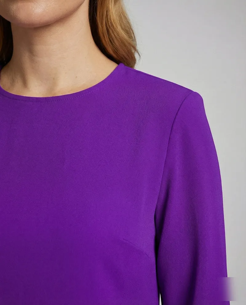 Damen Edle Federbesatz-Detail Mischgewebe Minikleid