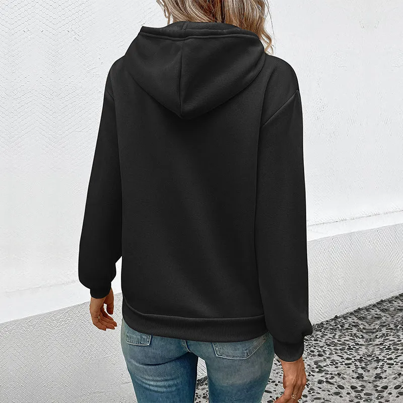 Damen Kapuzenpullover mit Cartoon-Katzen-Motiv, Kängurutasche und weichem Futter Nord Taschen