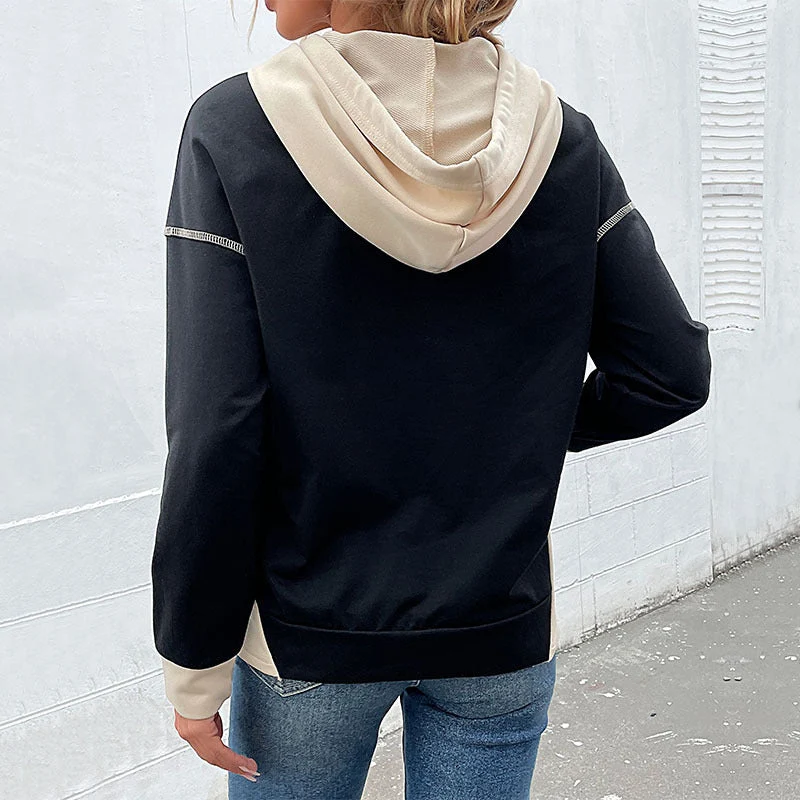 Damen Kapuzenpullover mit Kontrastbesatz, Kängurutasche und lässiger Oversize‑Passform Nord Taschen