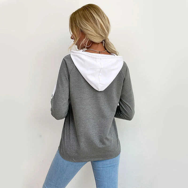 Damen Kapuzenpullover mit Spitzenbesatz und V‑Einsatz Nord Taschen