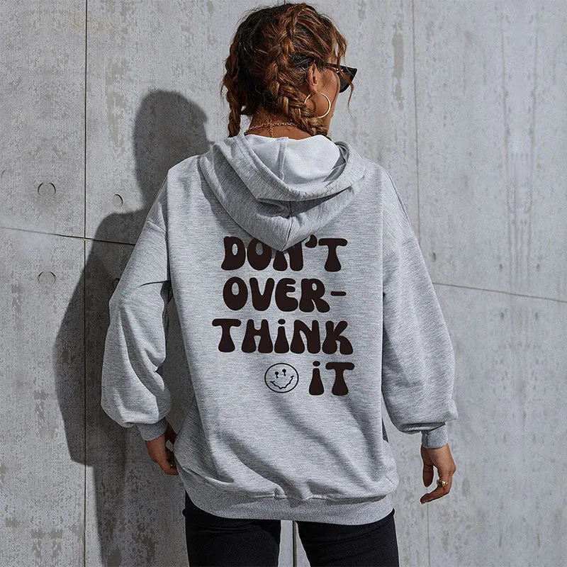 Damen Kapuzenpullover mit Statement-Backprint, Oversize‑Schnitt und gerippten Bündchen Nord Taschen