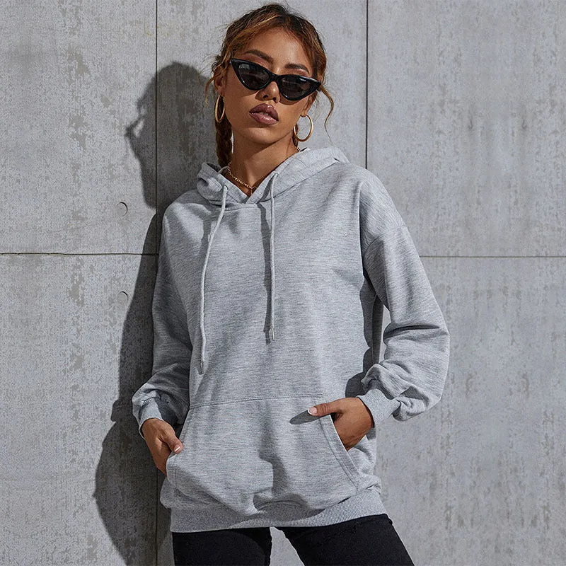 Damen Kapuzenpullover mit Statement-Backprint, Oversize‑Schnitt und gerippten Bündchen Nord Taschen