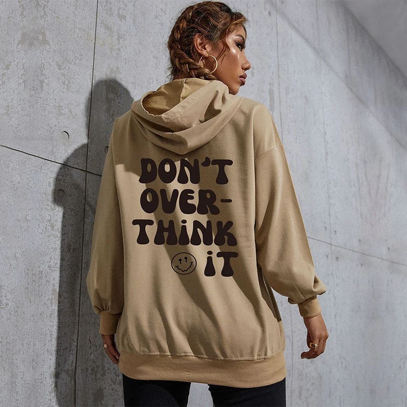Damen Kapuzenpullover mit Statement-Backprint, Oversize‑Schnitt und gerippten Bündchen Nord Taschen