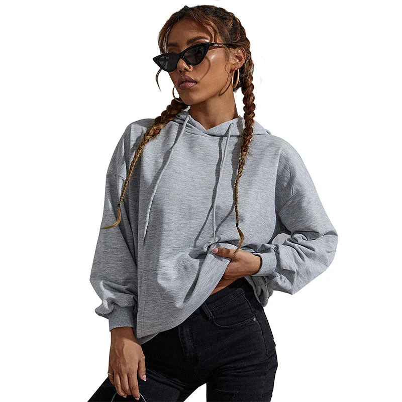 Damen Kapuzenpullover mit Statement-Backprint, Oversize‑Schnitt und gerippten Bündchen Nord Taschen