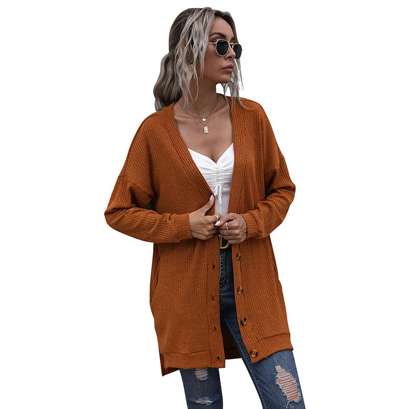 Damen Langer Oversize Strickcardigan mit Strukturstrick, offenen Taschen und lässigem Schnitt Nord Taschen