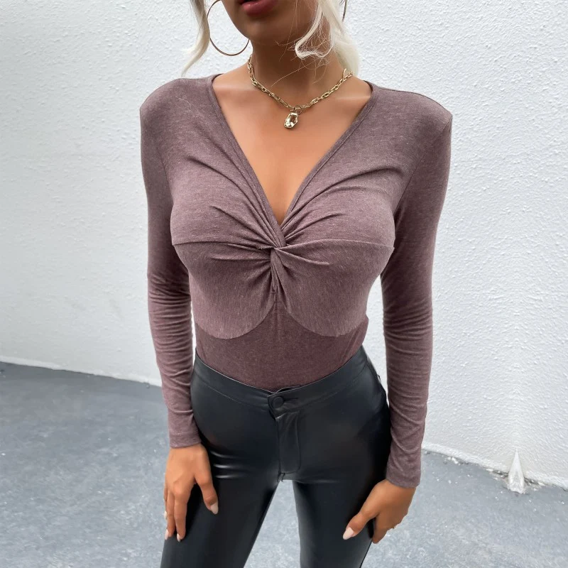 Damen Taillierter Langarm-Body mit Twist-Detail und geformter Brustnaht Nord Taschen