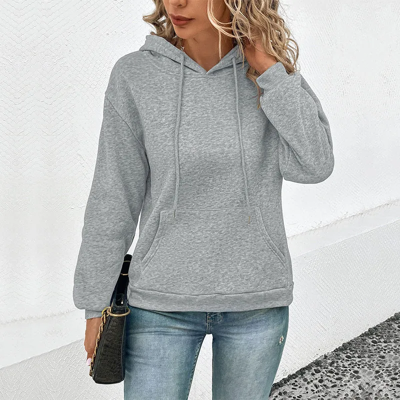 Damen Klassischer Kapuzenpullover mit Kängurutasche und schmaler Bündchenpassform Nord Taschen