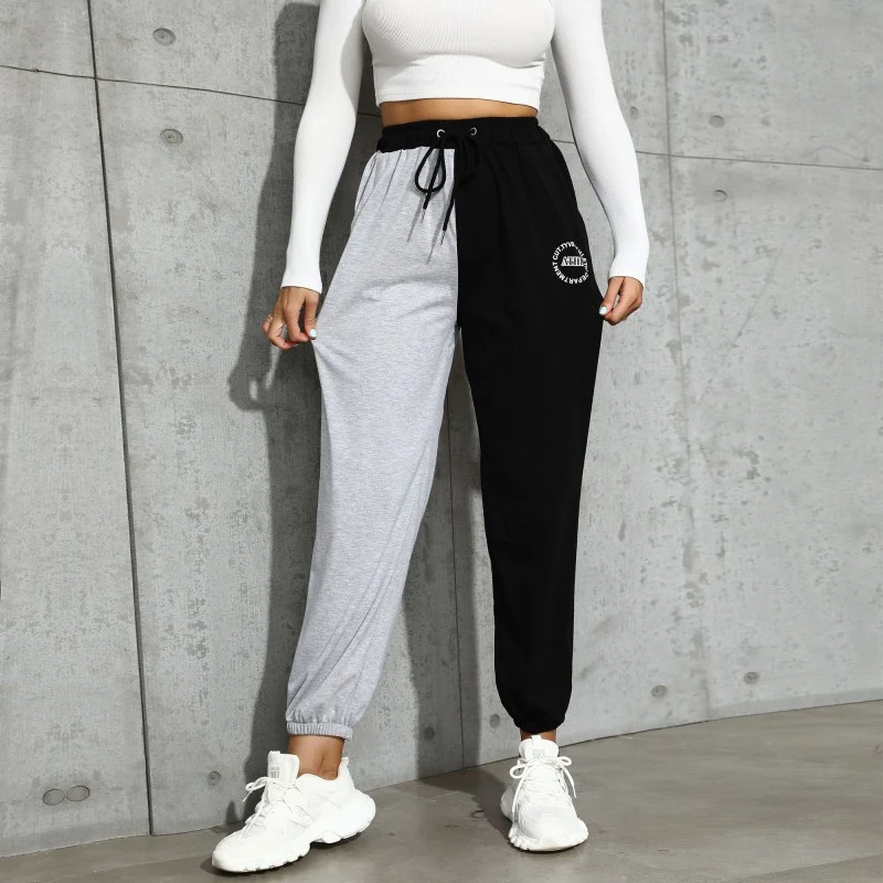Damen Zweifarbige Jogginghose im Colorblock‑Design mit Tunnelzug und elastischen Bündchen Nord Taschen