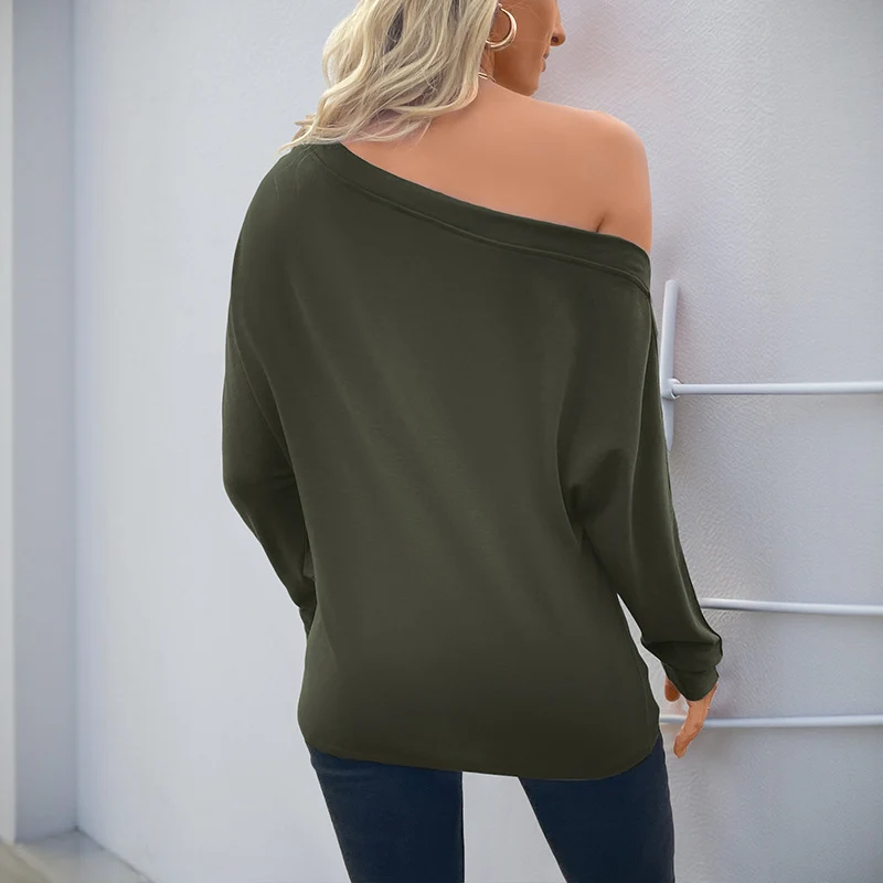 Damen Off-Shoulder Langarmshirt aus weichem Viskose-Jersey mit überschnittener Schulter Nord Taschen