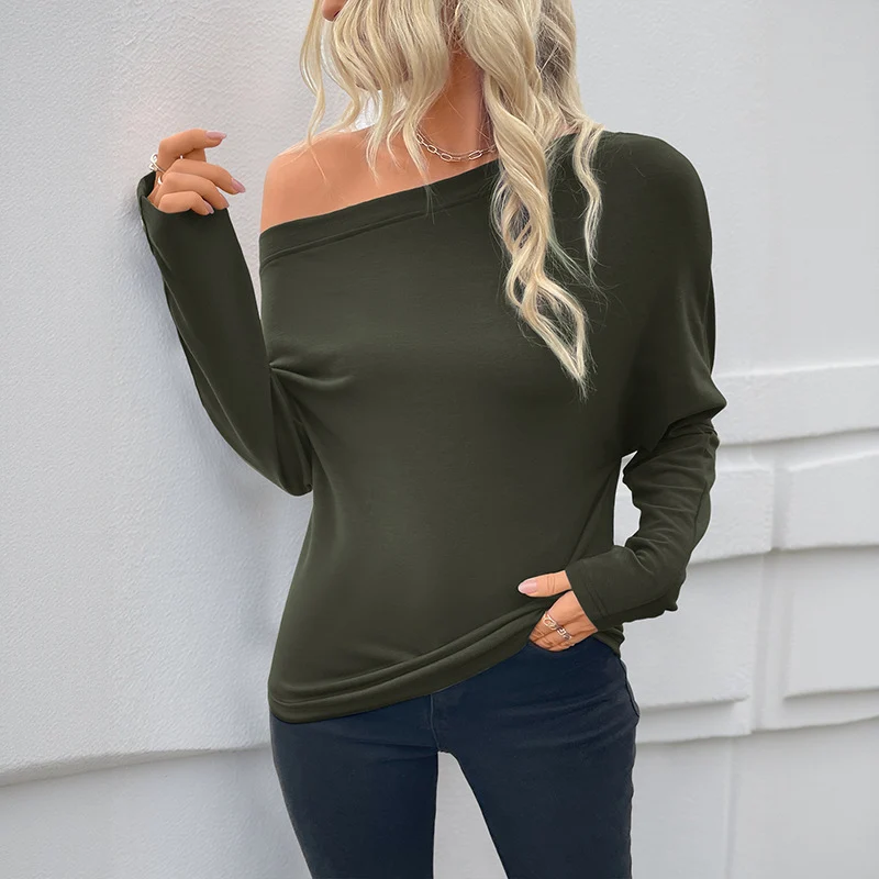 Damen Off-Shoulder Langarmshirt aus weichem Viskose-Jersey mit überschnittener Schulter Nord Taschen