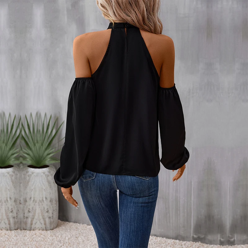 Damen Neckholder-Top mit gekreuztem Ausschnitt, schulterfreiem Design und Ballonärmeln Nord Taschen