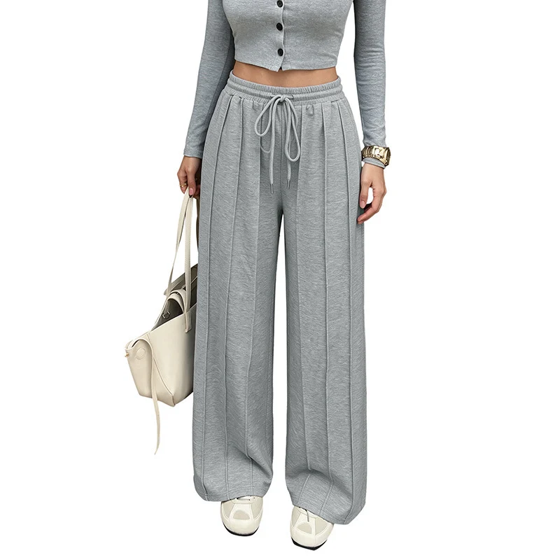 Damen Weite High‑Waist Loungewear-Hose mit Bügelfalten und Tunnelzug Nord Taschen