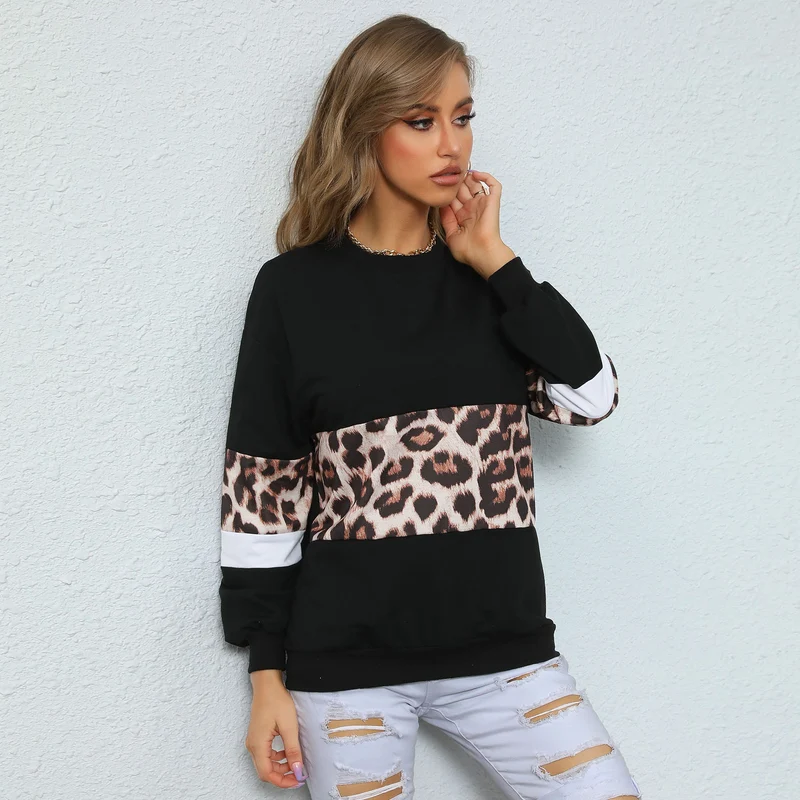 Damen Oversize-Sweatshirt mit Leo-Blockstreifen und geripptem Saum Nord Taschen