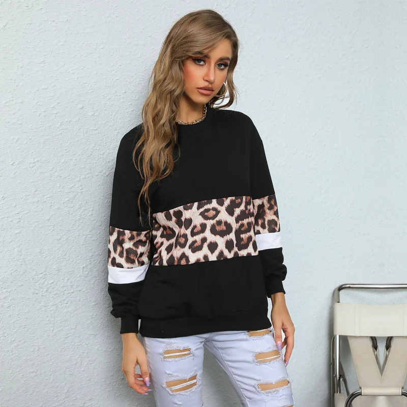 Damen Oversize-Sweatshirt mit Leo-Blockstreifen und geripptem Saum Nord Taschen