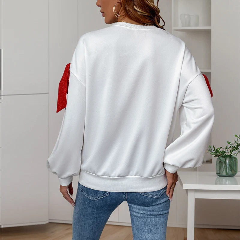 Damen Oversize-Sweatshirt mit dekorativen Schleifen an den Ärmeln Nord Taschen
