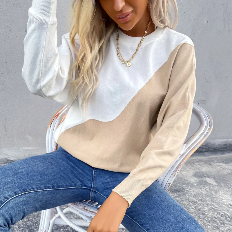 Damen Oversize-Sweatshirt mit asymmetrischem Colorblock und überschnittener Schulter Nord Taschen
