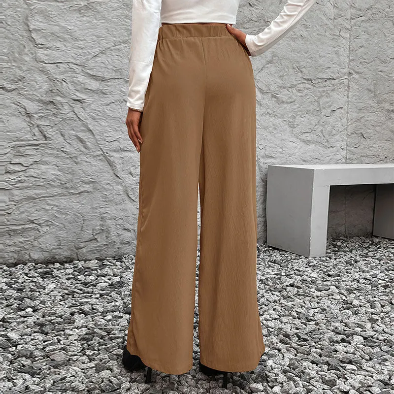Damen Weite High-Waist-Hose mit Paperbag-Bund und Bindegürtel Nord Taschen