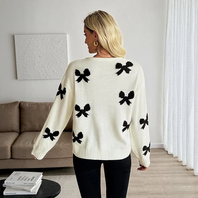 Damen Strickcardigan mit Schleifenapplikation und Bindebändern Nord Taschen