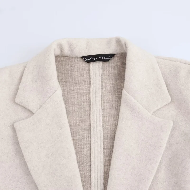 Damen Puristischer Longline-Mantel mit Reverskragen, Ein-Knopf‑Verschluss und weichem Filzfinish Nord Taschen