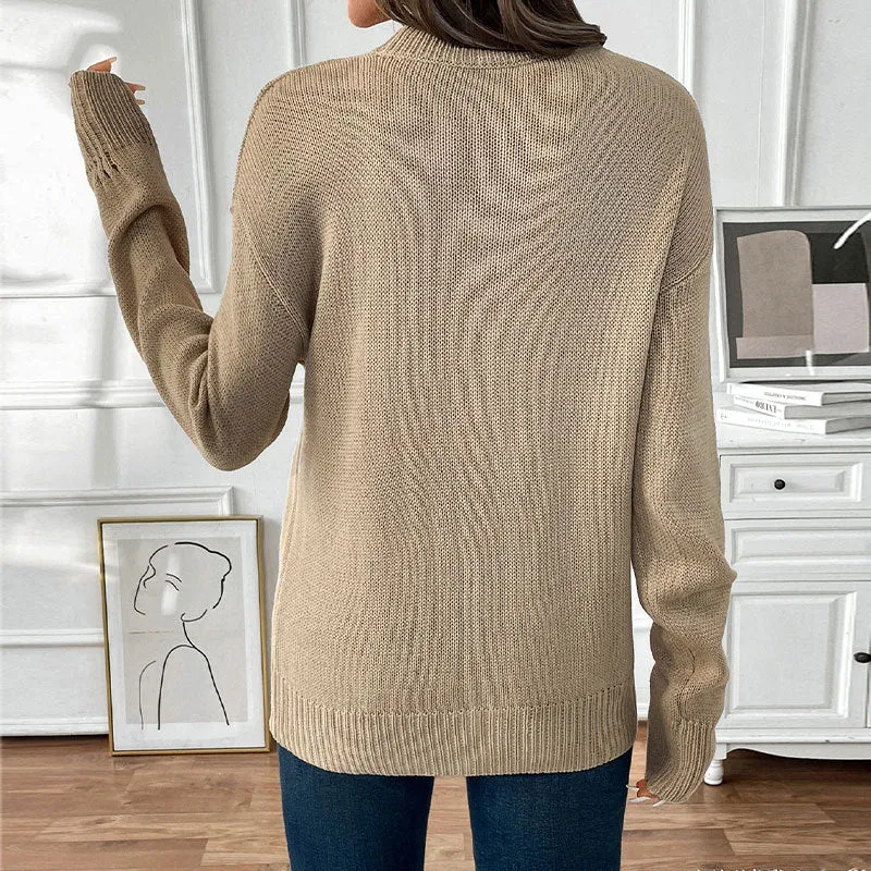 Damen Oversize-Strickpullover mit Kirschen‑Intarsie, leicht Used‑Look und Rundhals Nord Taschen