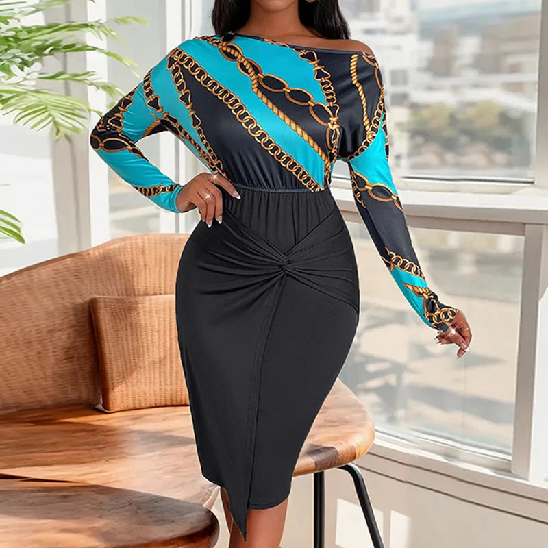 Damen Midikleid mit Knotenbund, taillierter Silhouette und asymmetrischem Saum Nord Taschen