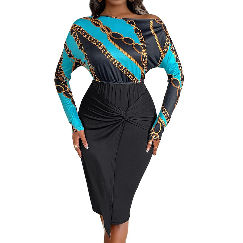 Damen Midikleid mit Knotenbund, taillierter Silhouette und asymmetrischem Saum Nord Taschen