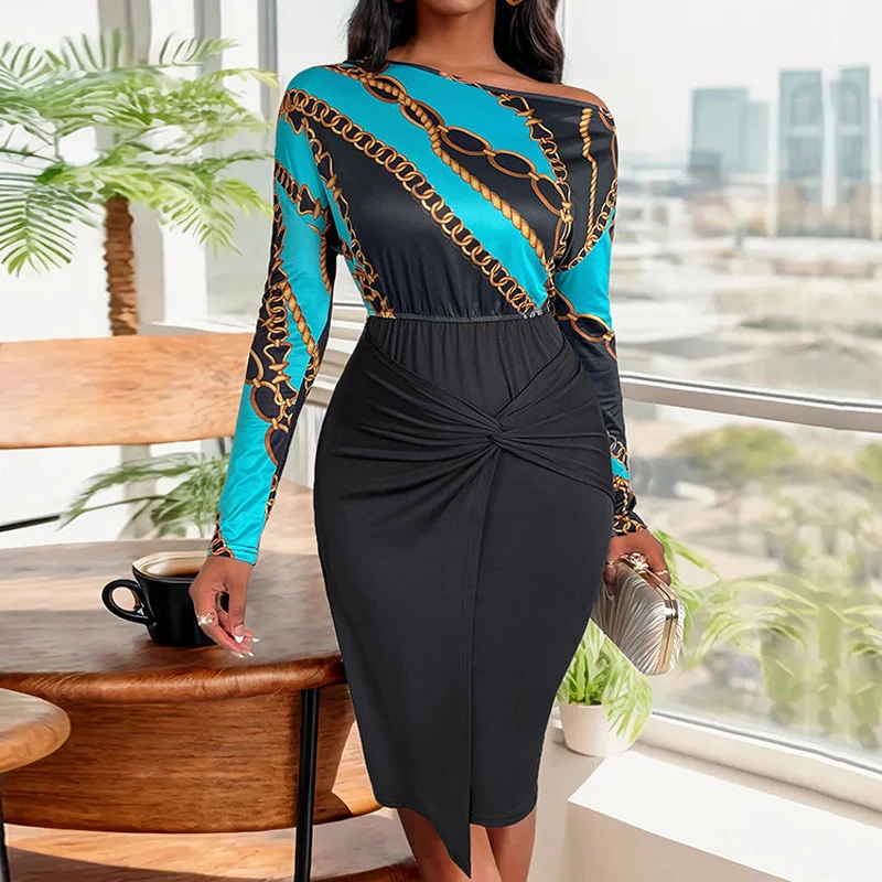 Damen Midikleid mit Knotenbund, taillierter Silhouette und asymmetrischem Saum Nord Taschen