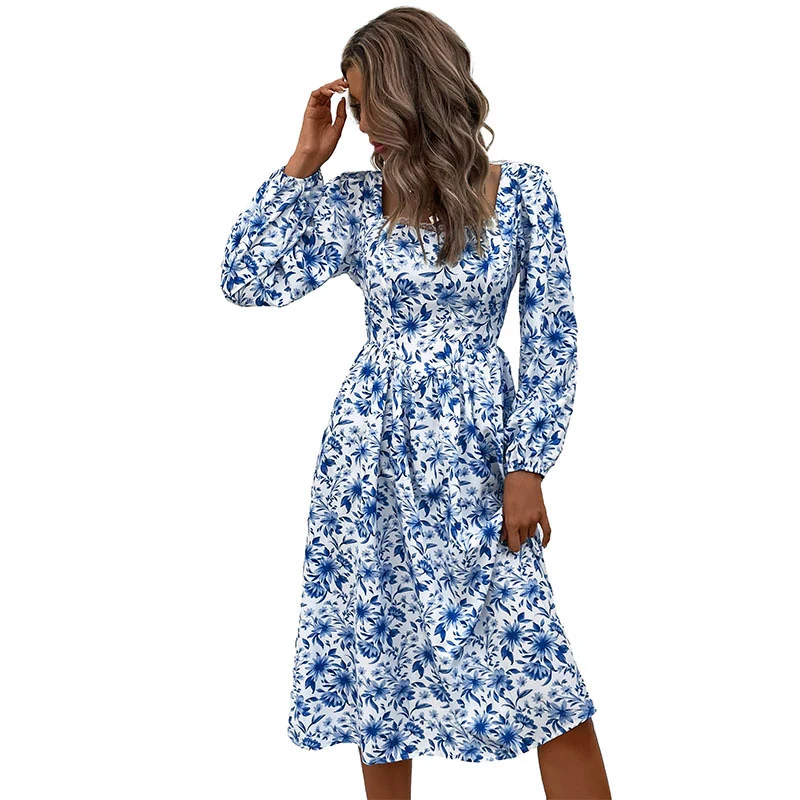 Damen Midikleid mit floraler Allover‑Print, herzförmigem Ausschnitt und taillierter Raffung Nord Taschen