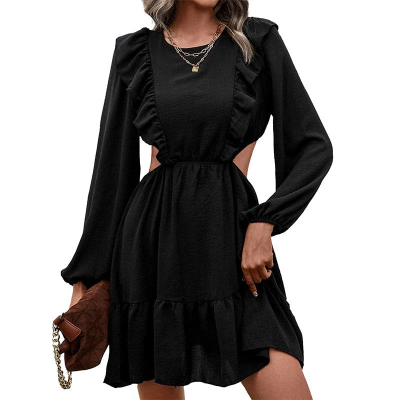Damen Kurzkleid mit Cut-Outs, Volant‑Detail & Ballonärmeln Nord Taschen