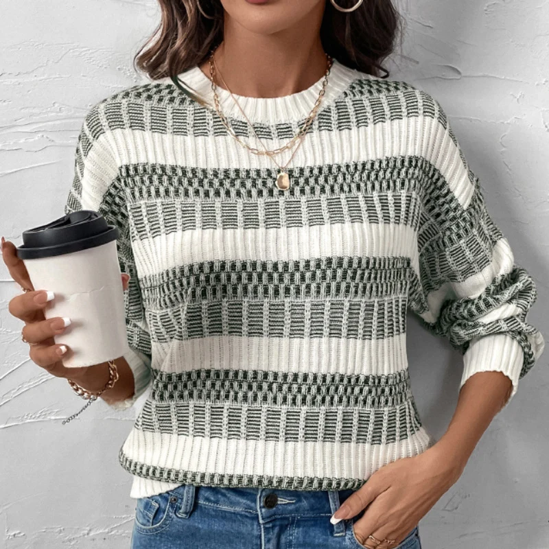 Damen Relaxed-Fit Rippstrickpullover mit Drop-Shoulder und breiten Ärmeln Nord Taschen