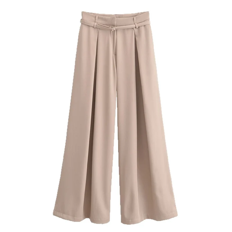 Damen Palazzo-Hose mit Bundfalten, extra weitem Bein und feinem Bindegürtel Nord Taschen