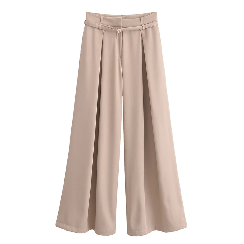Damen Palazzo-Hose mit Bundfalten, extra weitem Bein und feinem Bindegürtel Nord Taschen