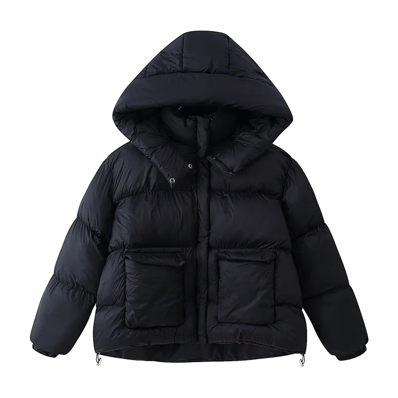 Damen Oversized Stepp-Winterjacke mit extra großer Kapuze und aufgesetzten Taschen Nord Taschen