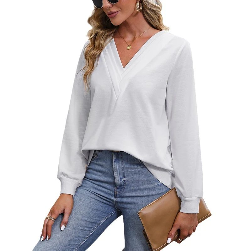 Damen V‑Ausschnitt Longsleeve aus feinem Stretch‑Viskosejersey mit taillierter Schnittführung Nord Taschen