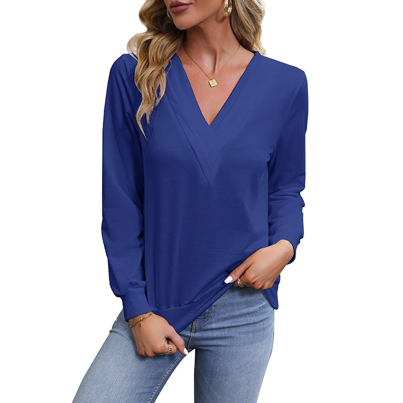 Damen V‑Ausschnitt Longsleeve aus feinem Stretch‑Viskosejersey mit taillierter Schnittführung Nord Taschen