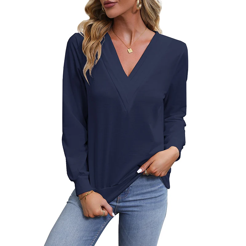 Damen V‑Ausschnitt Longsleeve aus feinem Stretch‑Viskosejersey mit taillierter Schnittführung Nord Taschen