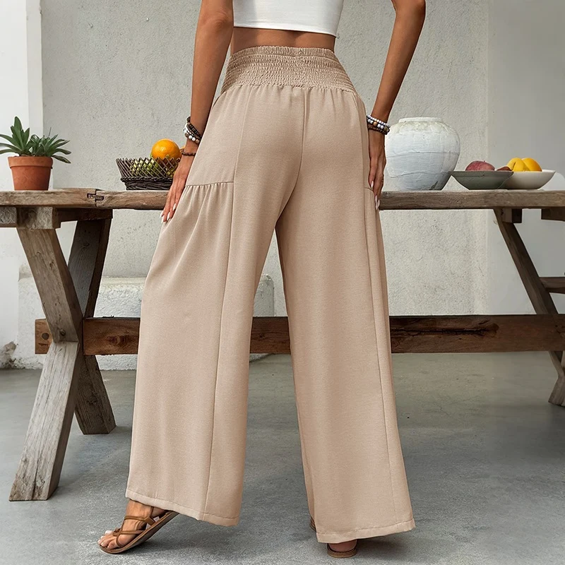 Damen Leichte Culotte-Hose mit elastischem Smokbund, weitem Bein und fließendem Sommerjersey Nord Taschen