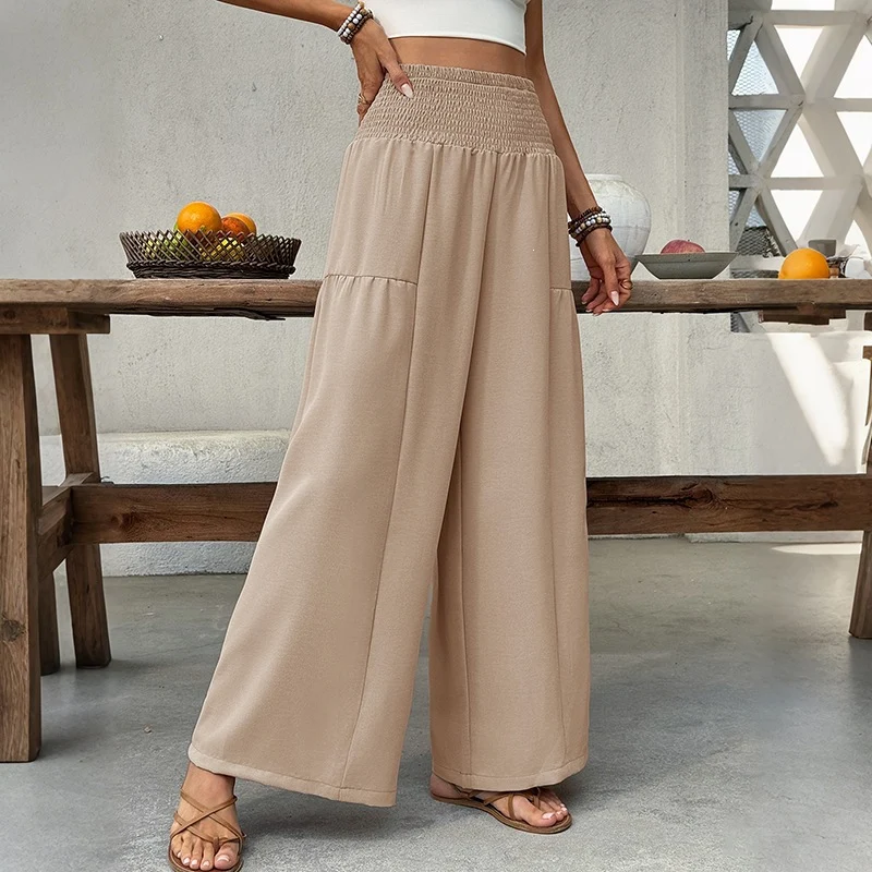 Damen Leichte Culotte-Hose mit elastischem Smokbund, weitem Bein und fließendem Sommerjersey Nord Taschen