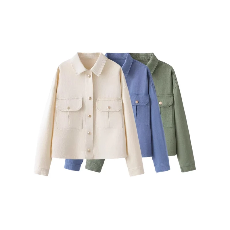 Damen Oversize-Utility-Jacke aus Twill mit aufgesetzten Brusttaschen Nord Taschen