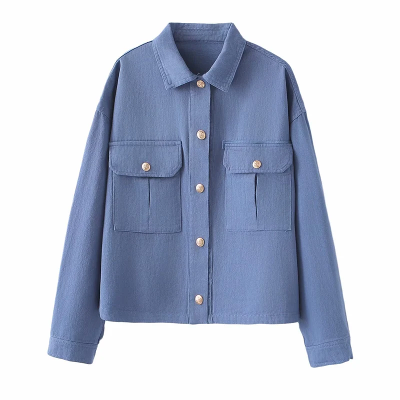 Damen Oversize-Utility-Jacke aus Twill mit aufgesetzten Brusttaschen Nord Taschen