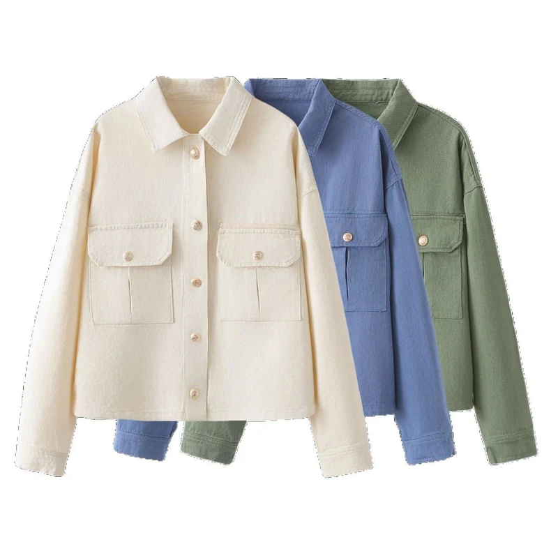 Damen Oversize-Utility-Jacke aus Twill mit aufgesetzten Brusttaschen Nord Taschen