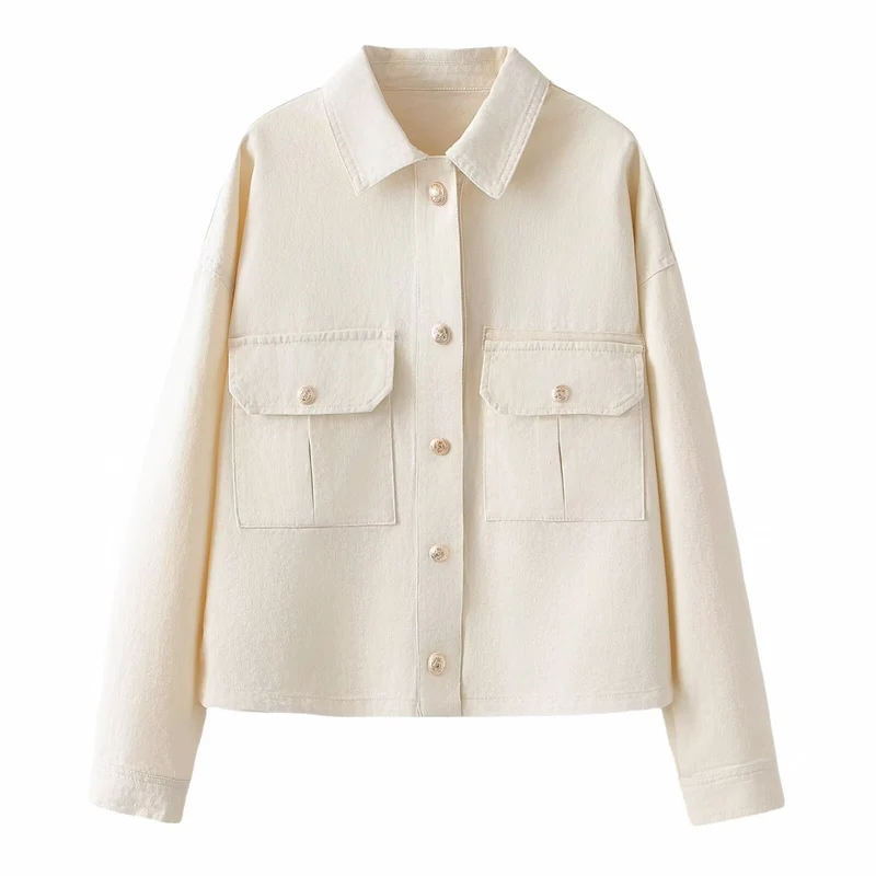 Damen Oversize-Utility-Jacke aus Twill mit aufgesetzten Brusttaschen Nord Taschen