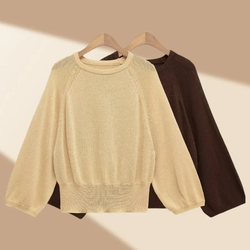 Damen Oversize-Strickpullover mit Ballonärmeln und breitem Rippbund Nord Taschen