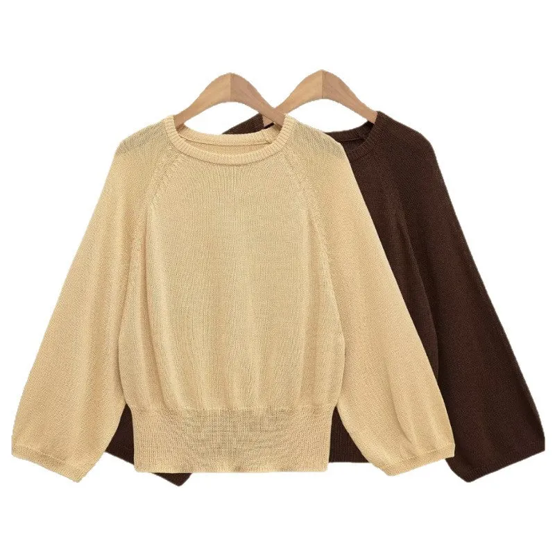 Damen Oversize-Strickpullover mit Ballonärmeln und breitem Rippbund Nord Taschen